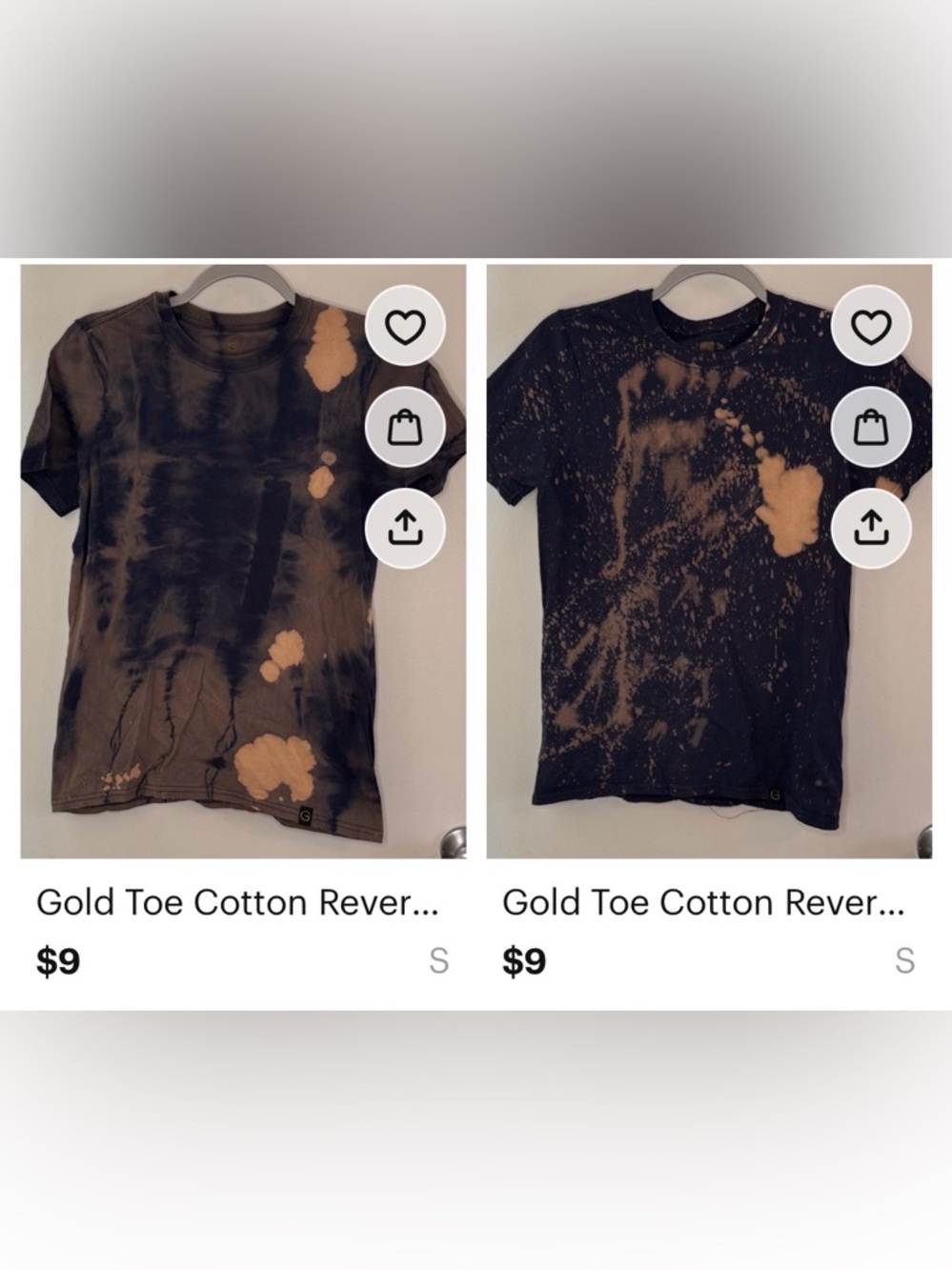 Gold Toe Cotton Reverse Tie-Dye Crewneck T-Shirt - Brown/Navy small